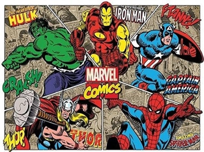 collage van marvel comics personages zoals hulk iron man en captain america